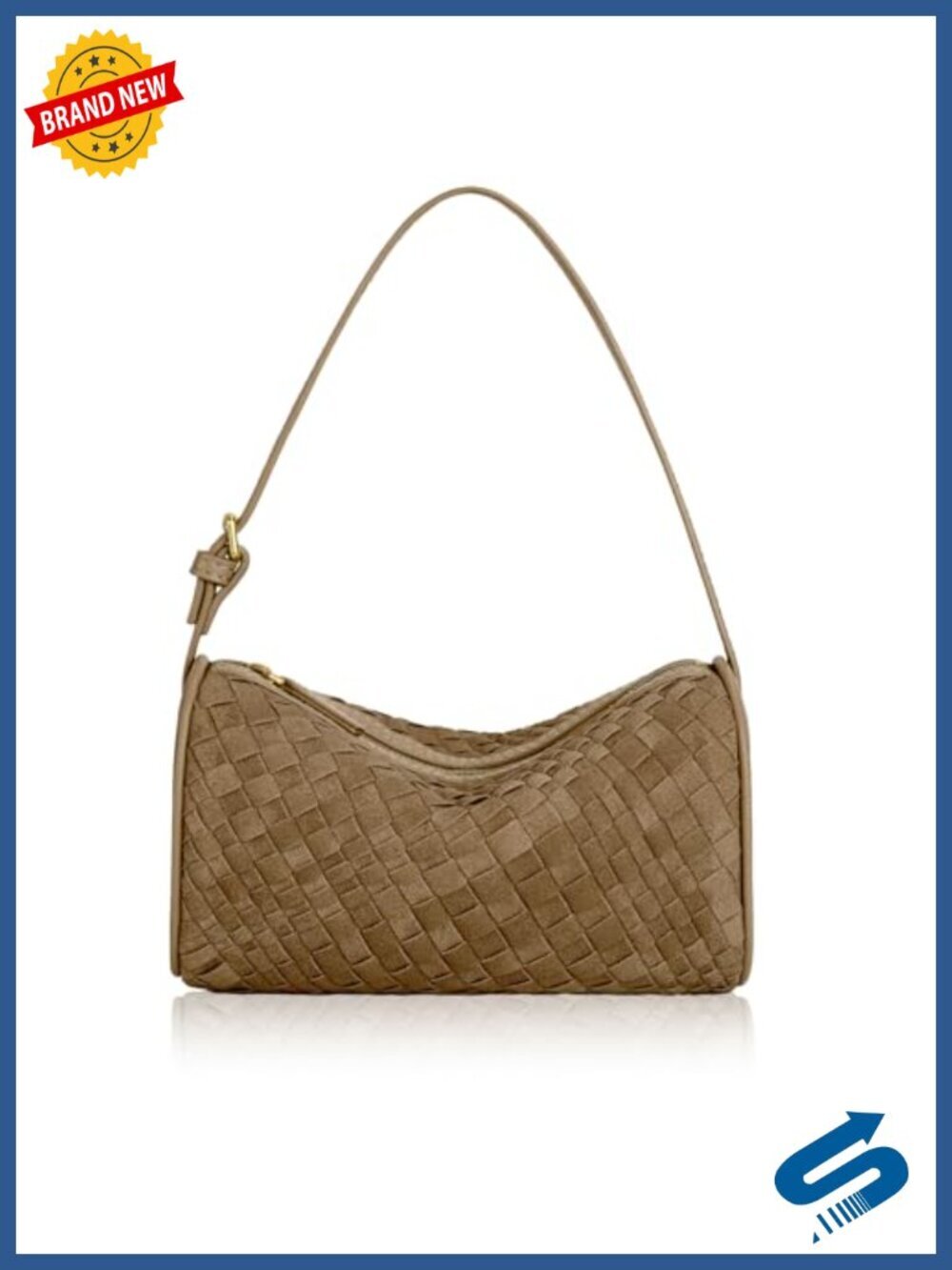 Vegan Leather Woven Mini Bag - Crossbody with Adjustable Strap